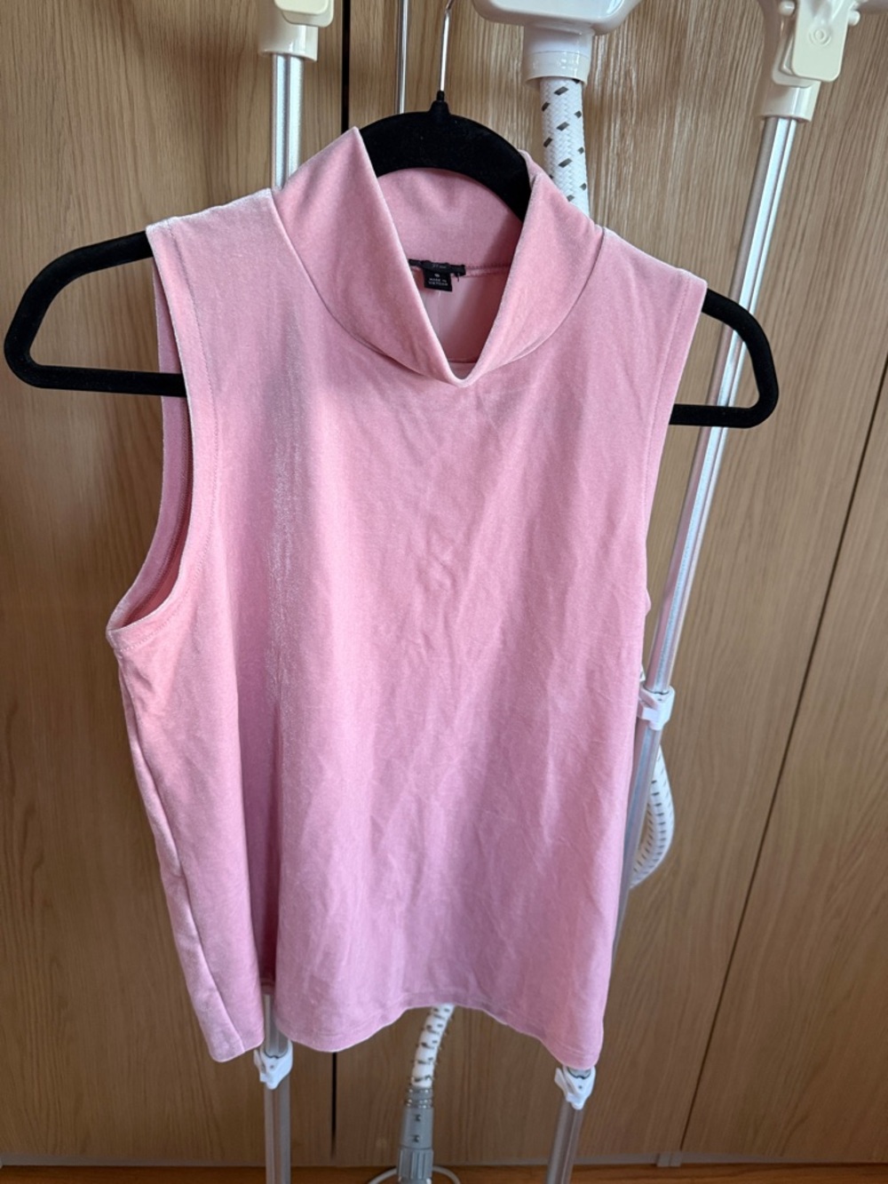 J. Crew Light Pink Velvet Sleeveless Mock Neck Tank
